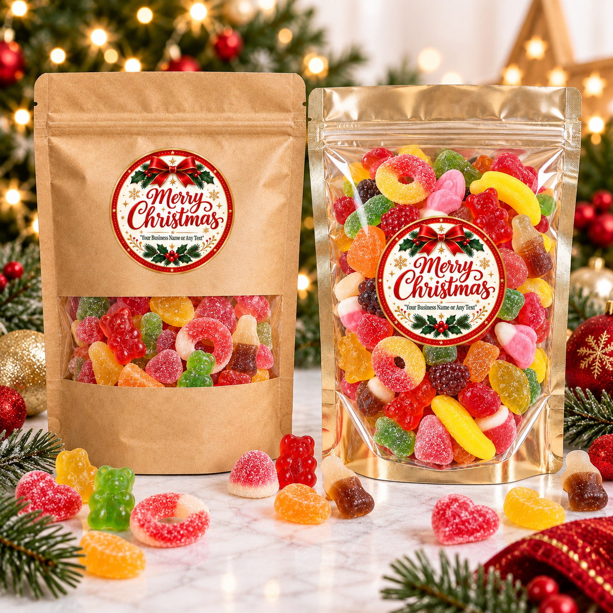 Personalised Christmas Sweet Bags 100g | Staff, Corporate & Christmas Party Gifts